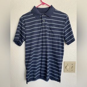 George Collared MenT-shirt. Size S(34-36). Blue And White Stripes Short Sleeves.